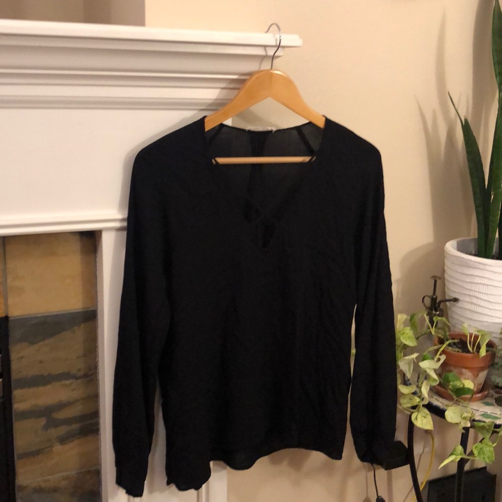 Black Lush Criss Cross long sleeve top